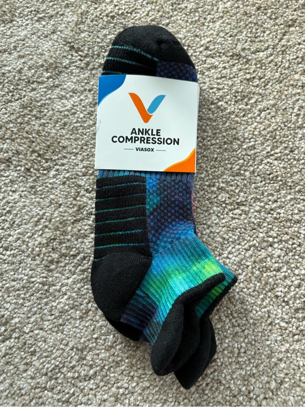 Ankle Compression Socks Viasox Northern Lights Unisex L/XL W 14+/M 13-19 NWT